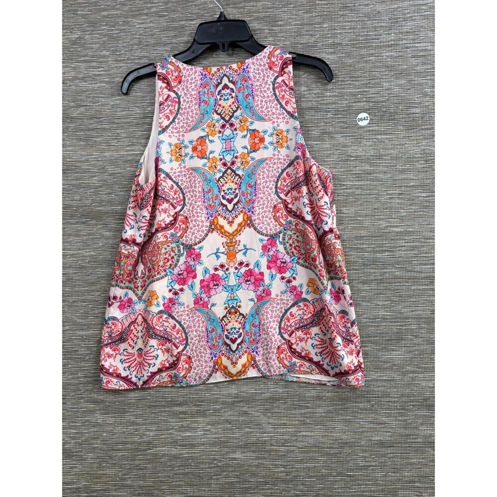Tabitha Webb Tank Top Womens Size M Multicolor Paisley V Neck Lined Sleeveless - Picture 2 of 7